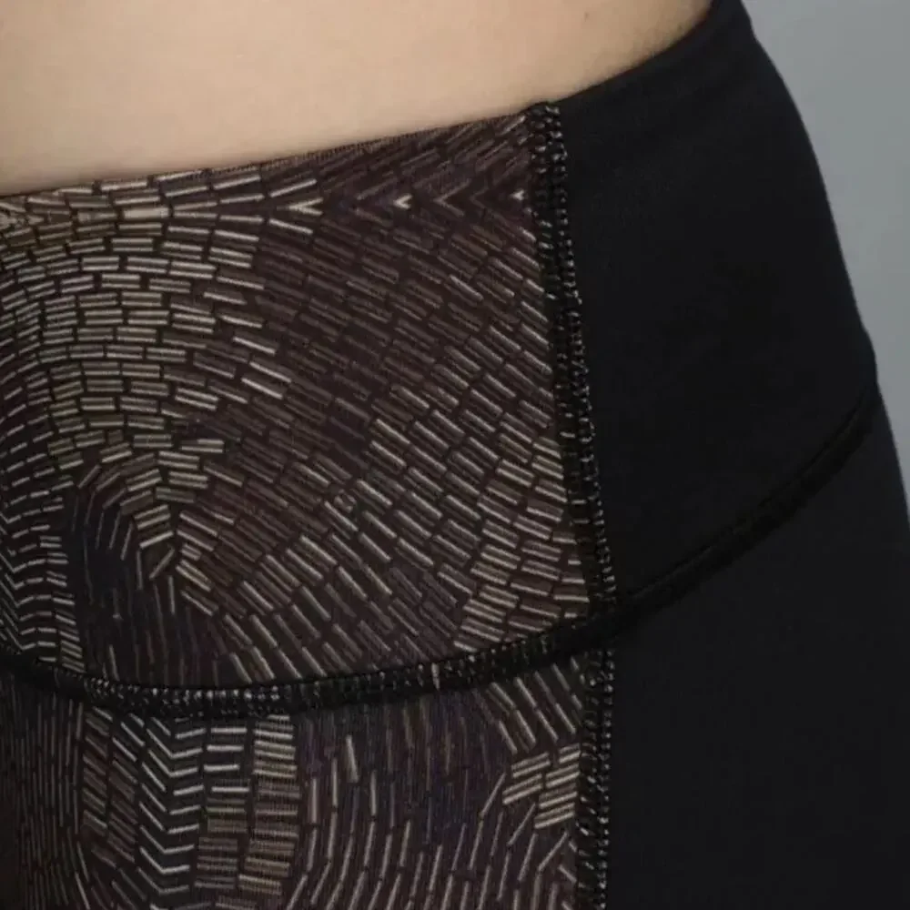 LULULEMON Wunder Under Crop II Golden Goddess Bead Envy Black Low Rise Legging 6